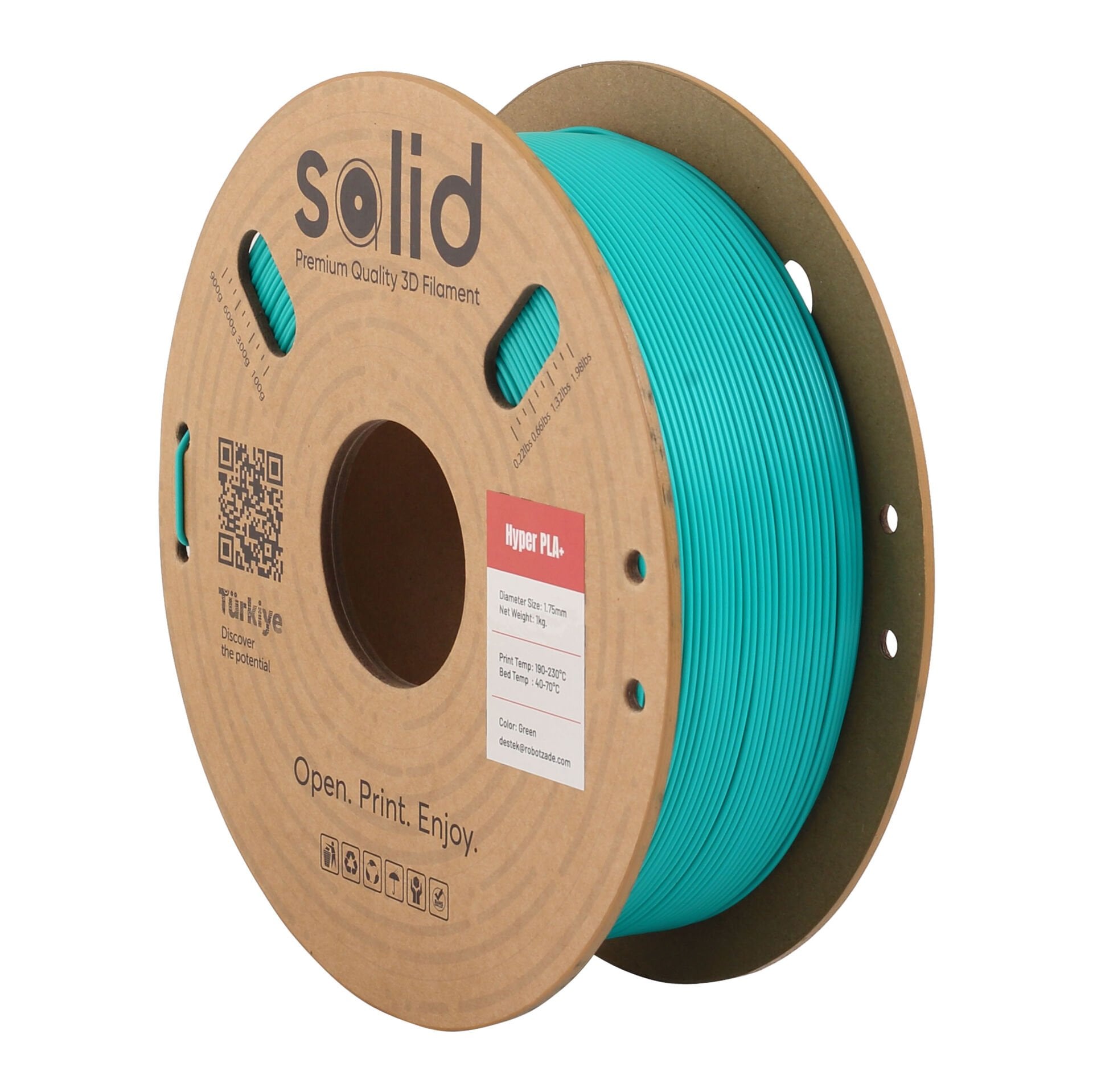 Solid Hyper PLA+ Yeşil Filament 1.75mm - 1Kg