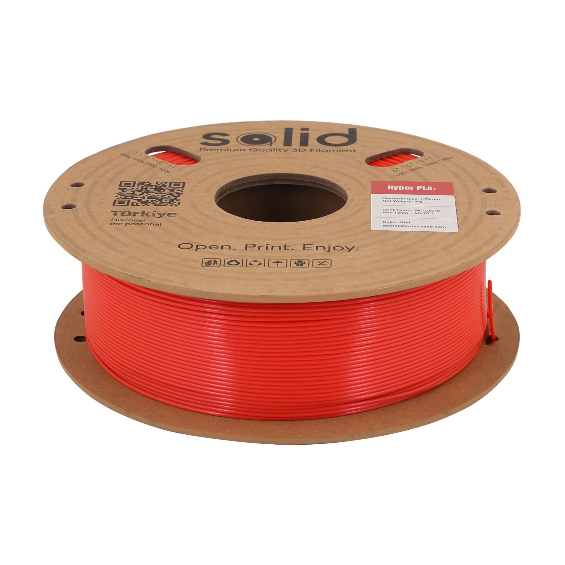 Solid Hyper PLA+ Kırmızı Filament 1.75mm - 1Kg