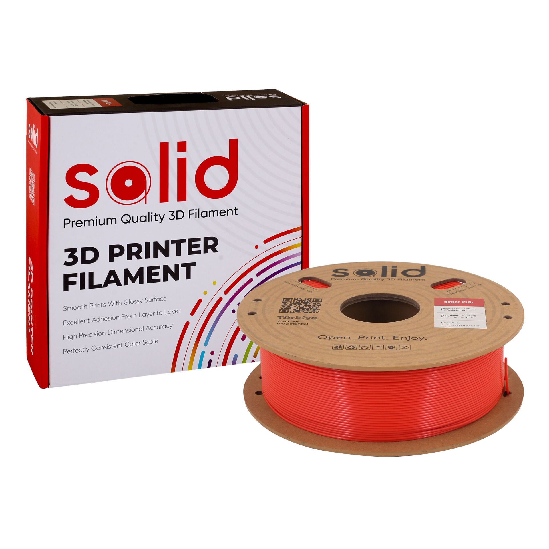 Solid Hyper PLA+ Kırmızı Filament 1.75mm - 1Kg
