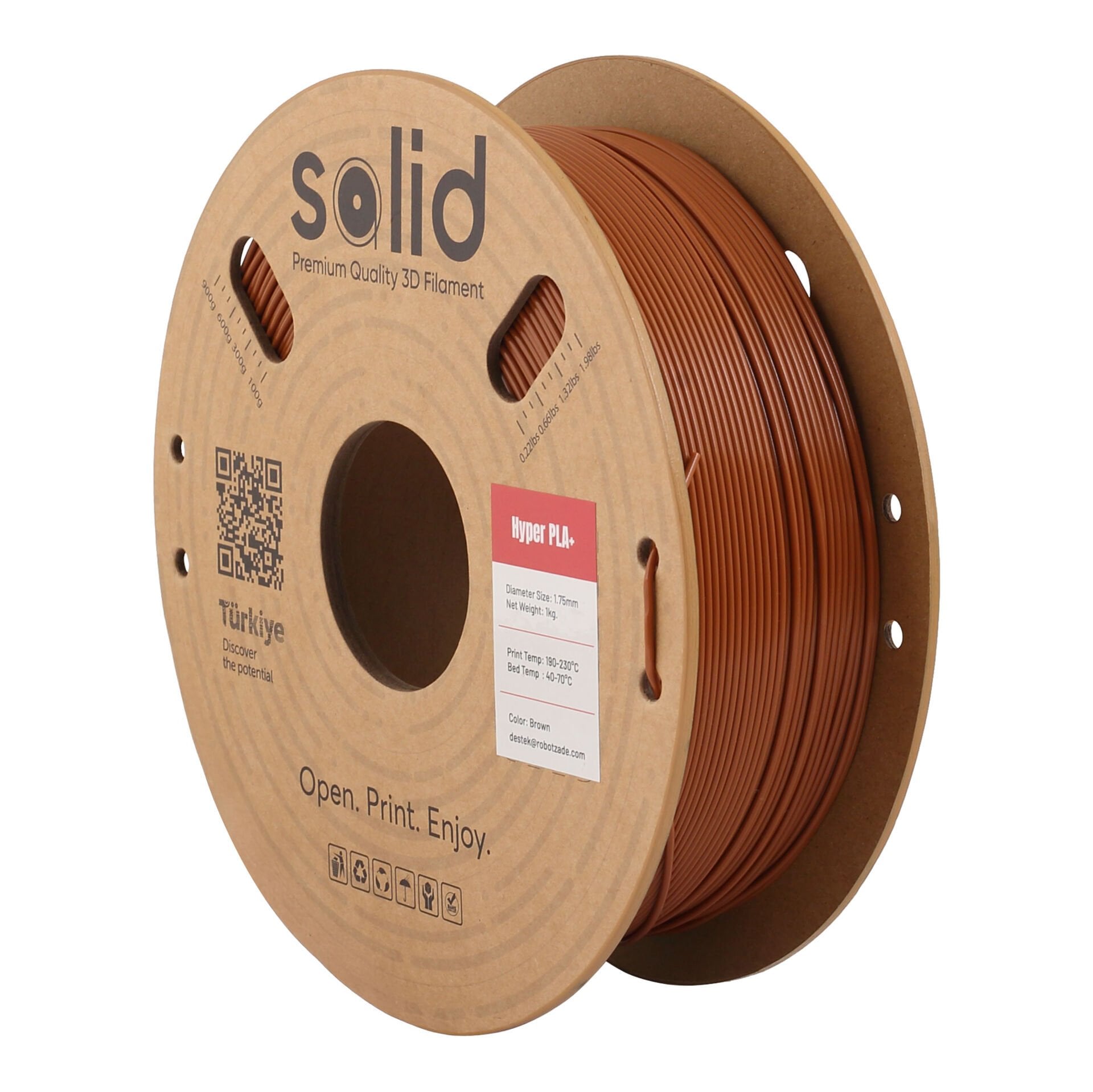 Solid Hyper PLA+ Kahverengi Filament 1.75mm - 1Kg