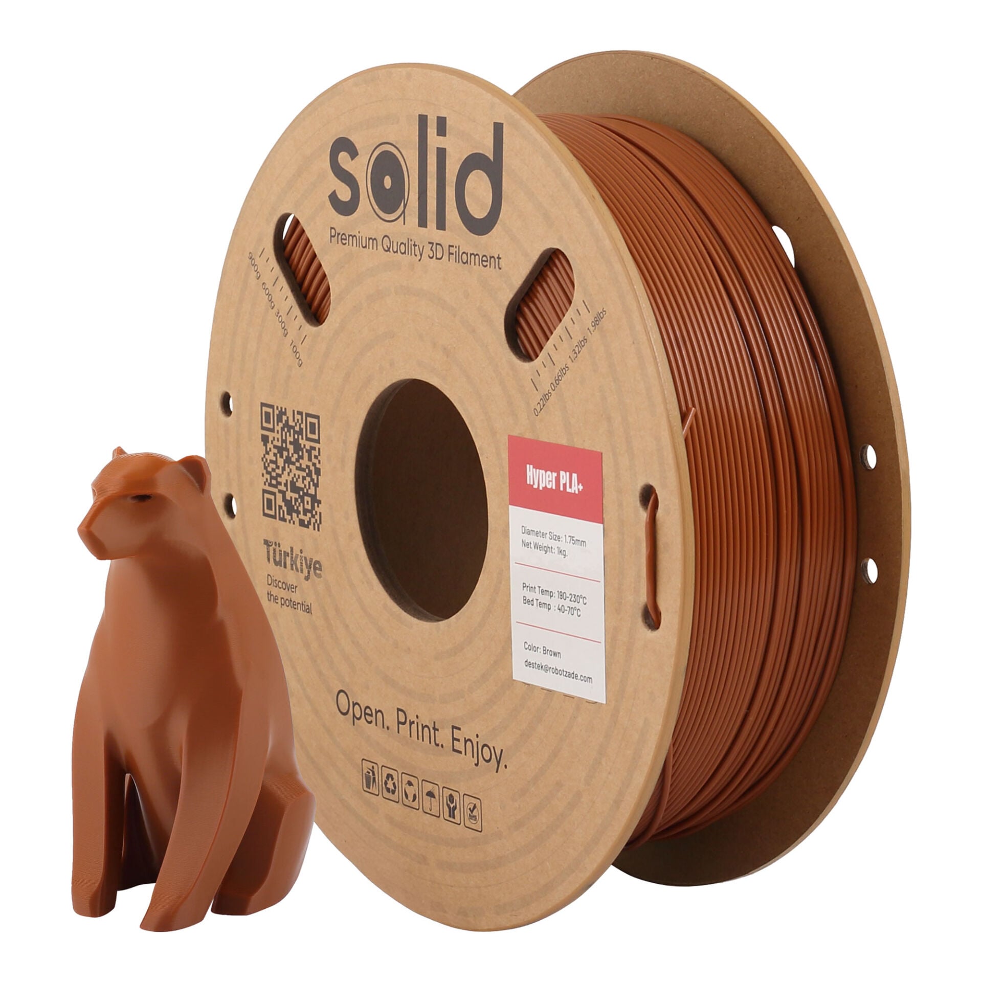 Solid Hyper PLA+ Kahverengi Filament 1.75mm - 1Kg