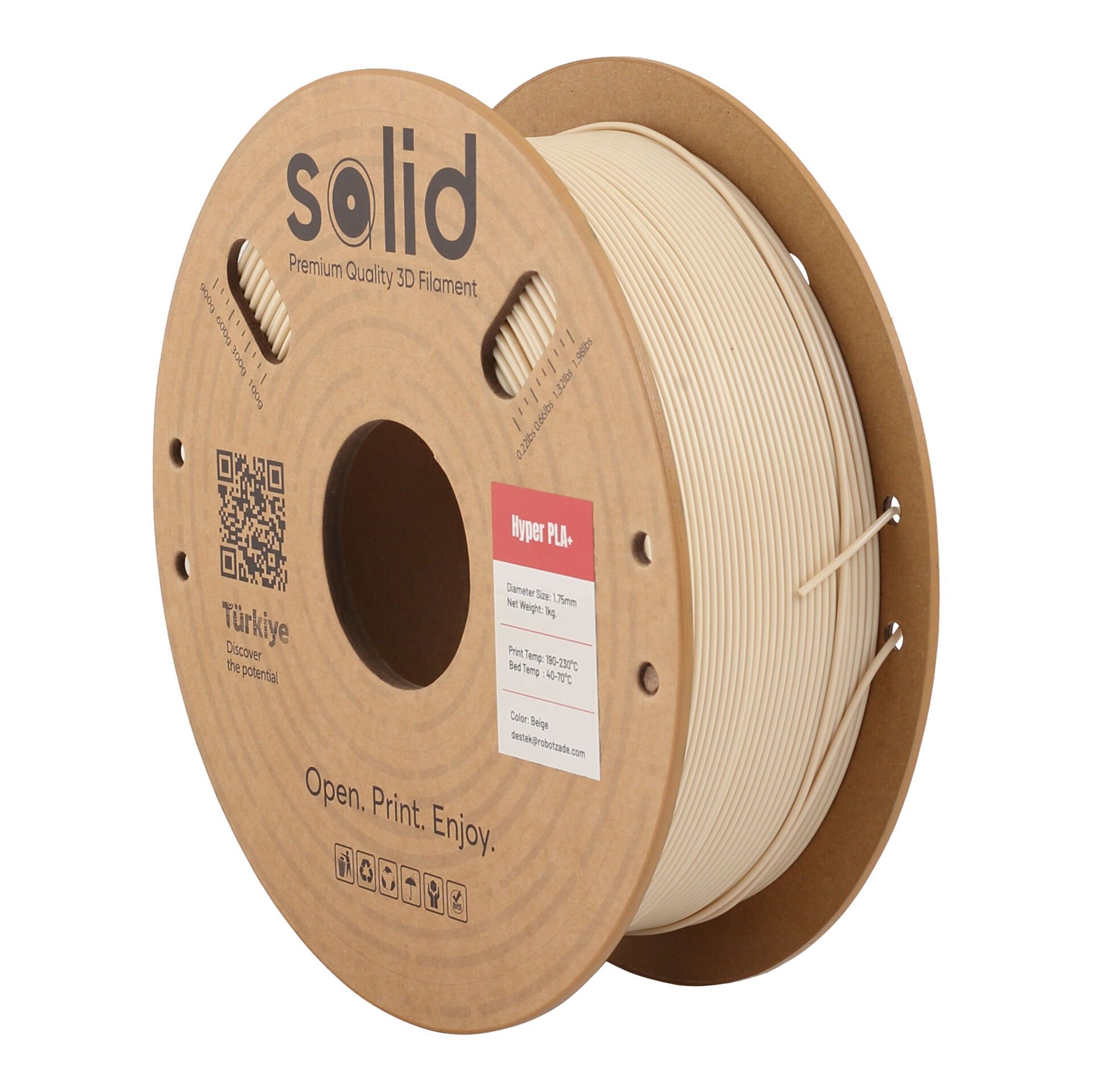 Solid Hyper PLA+ Bej Filament 1.75mm - 1Kg