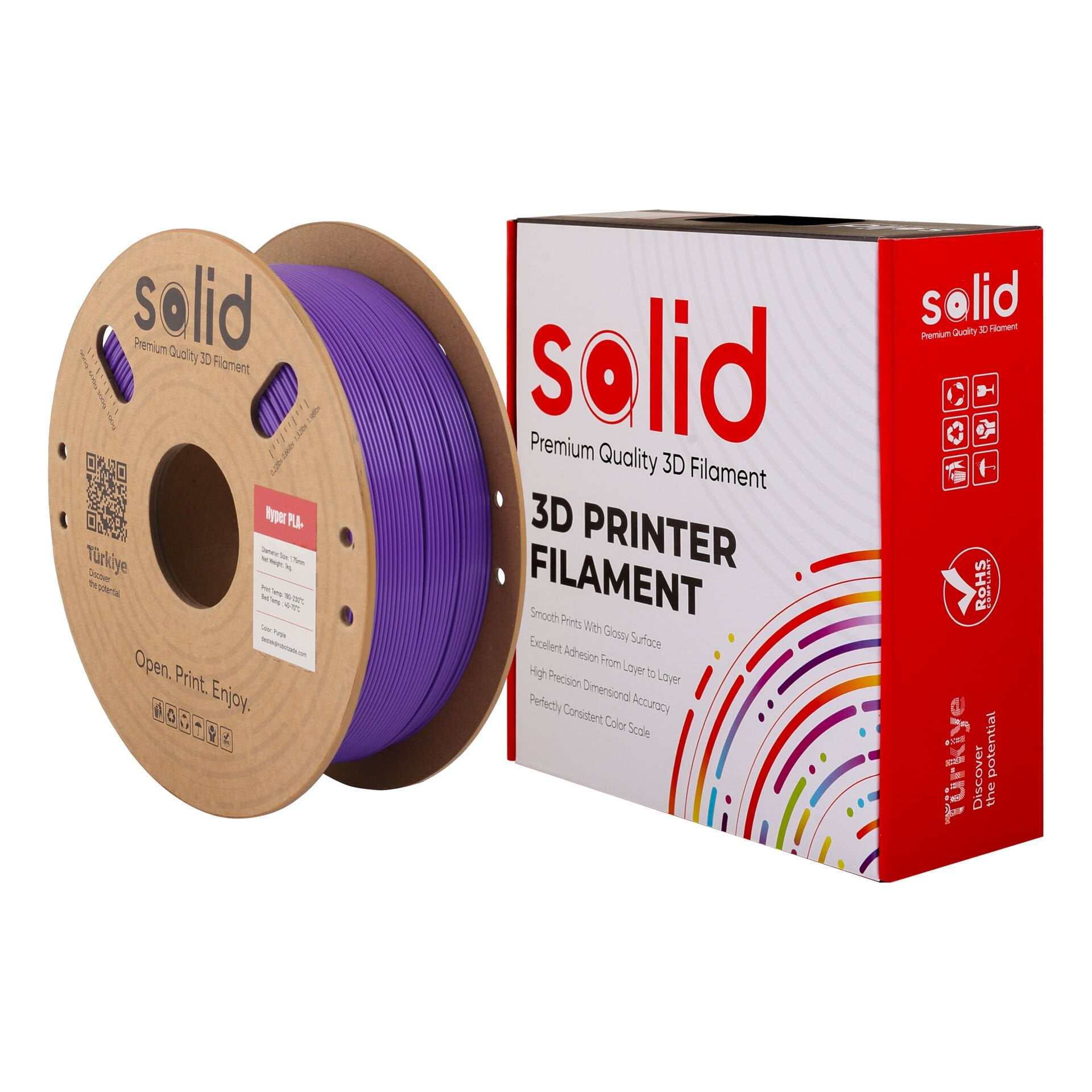 Solid Hyper PLA+ Mor Filament 1.75mm - 1Kg