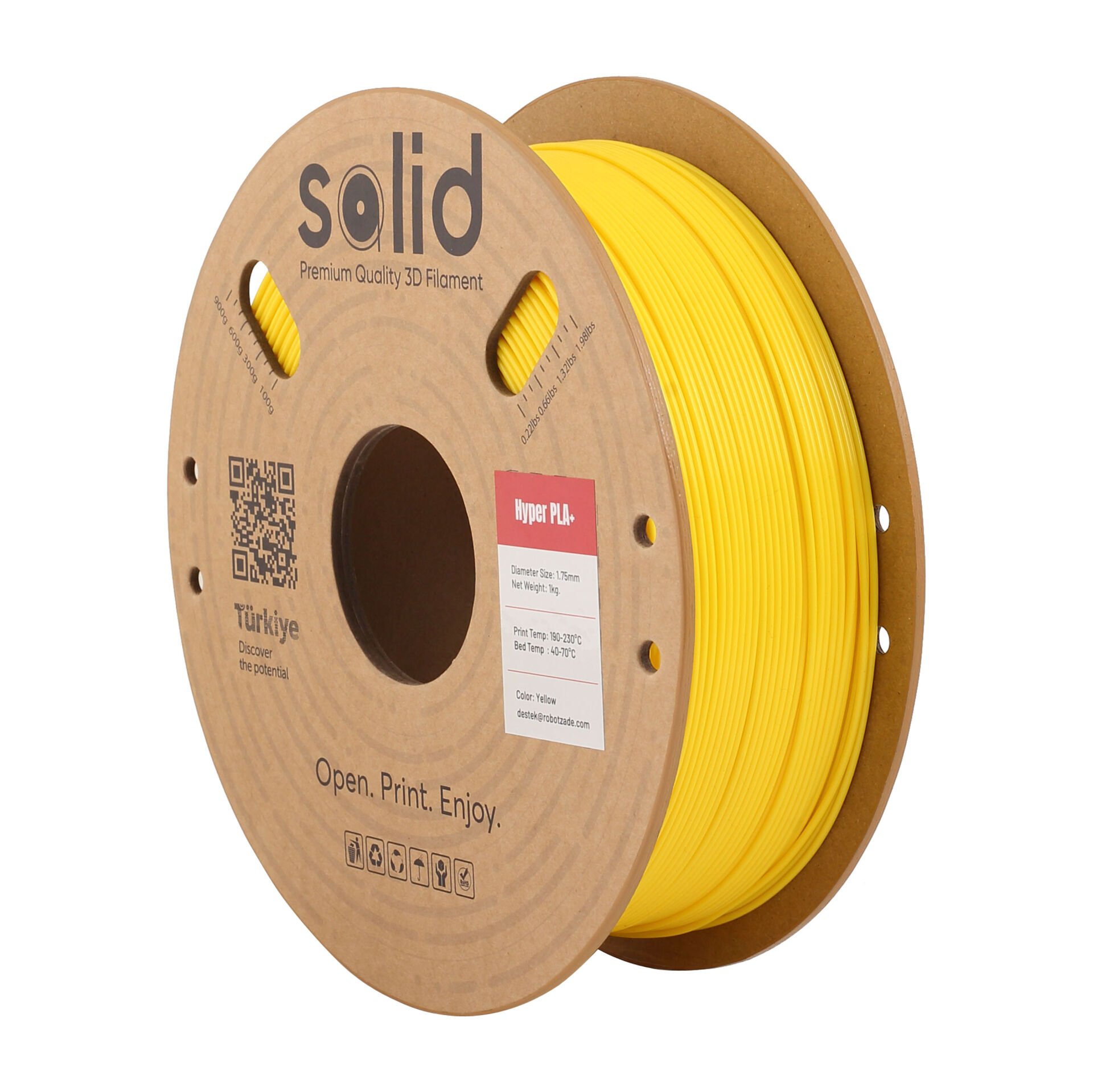 Solid Hyper PLA+ Sarı Filament 1.75mm - 1Kg