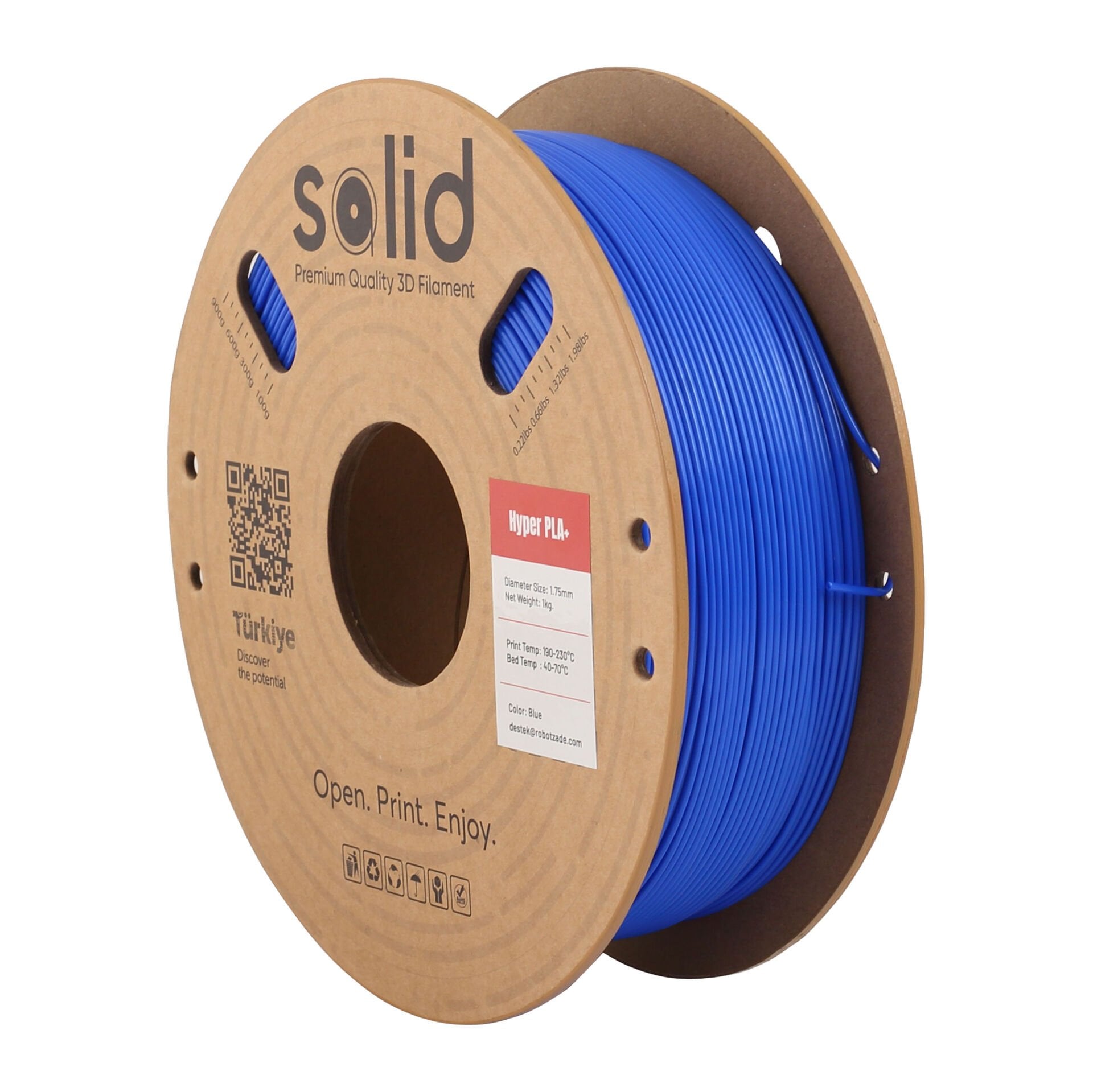 Solid Hyper PLA+ Mavi Filament 1.75mm - 1Kg