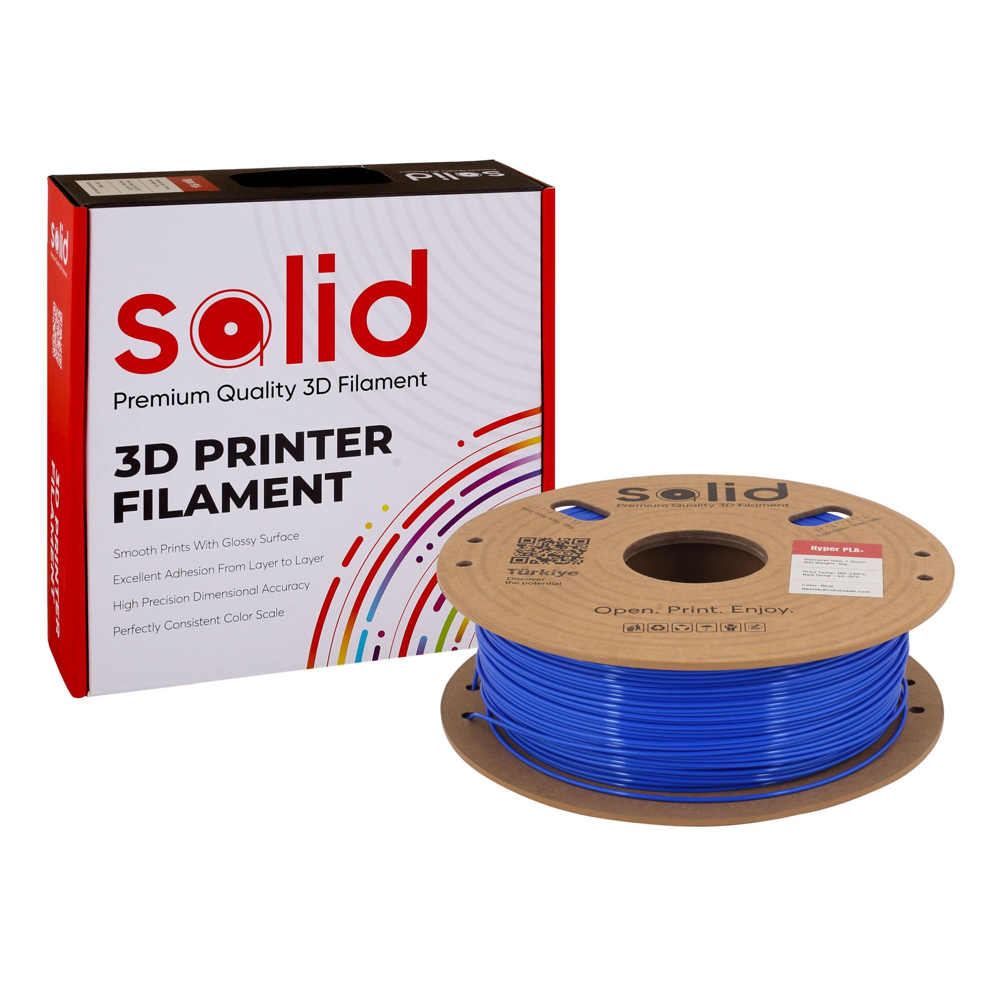 Solid Hyper PLA+ Mavi Filament 1.75mm - 1Kg