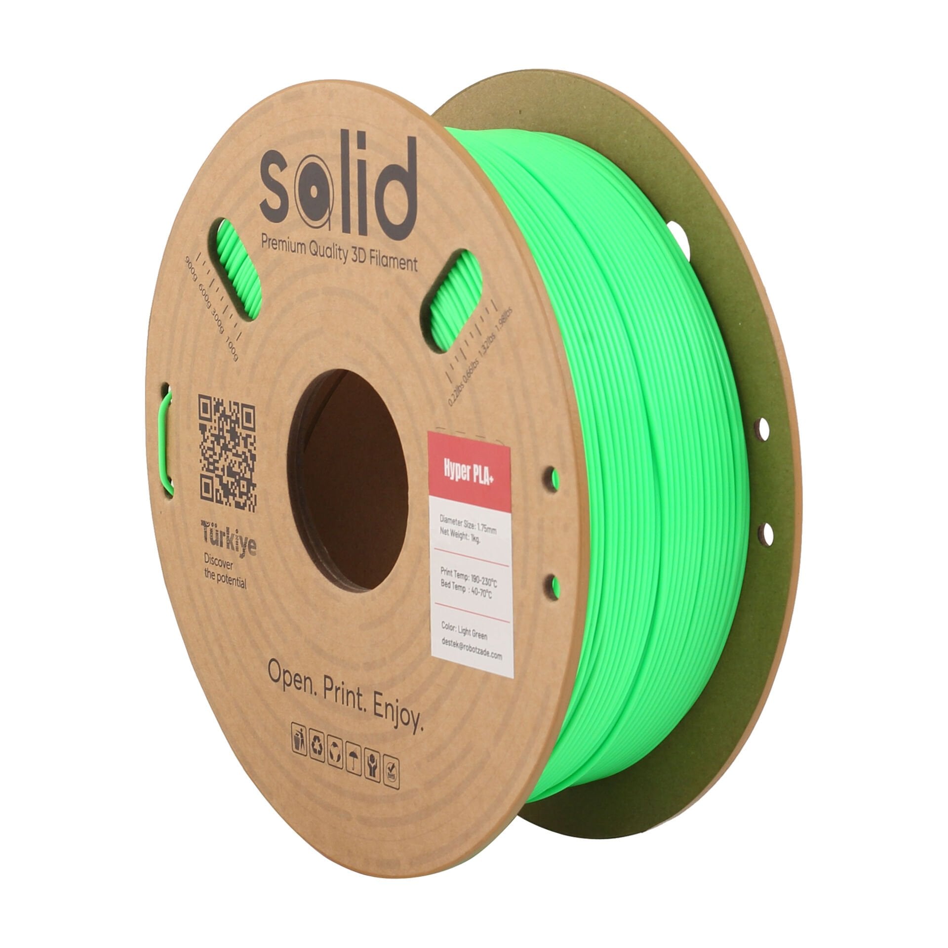 Solid Hyper PLA+ Açık Yeşil Filament 1.75mm - 1Kg