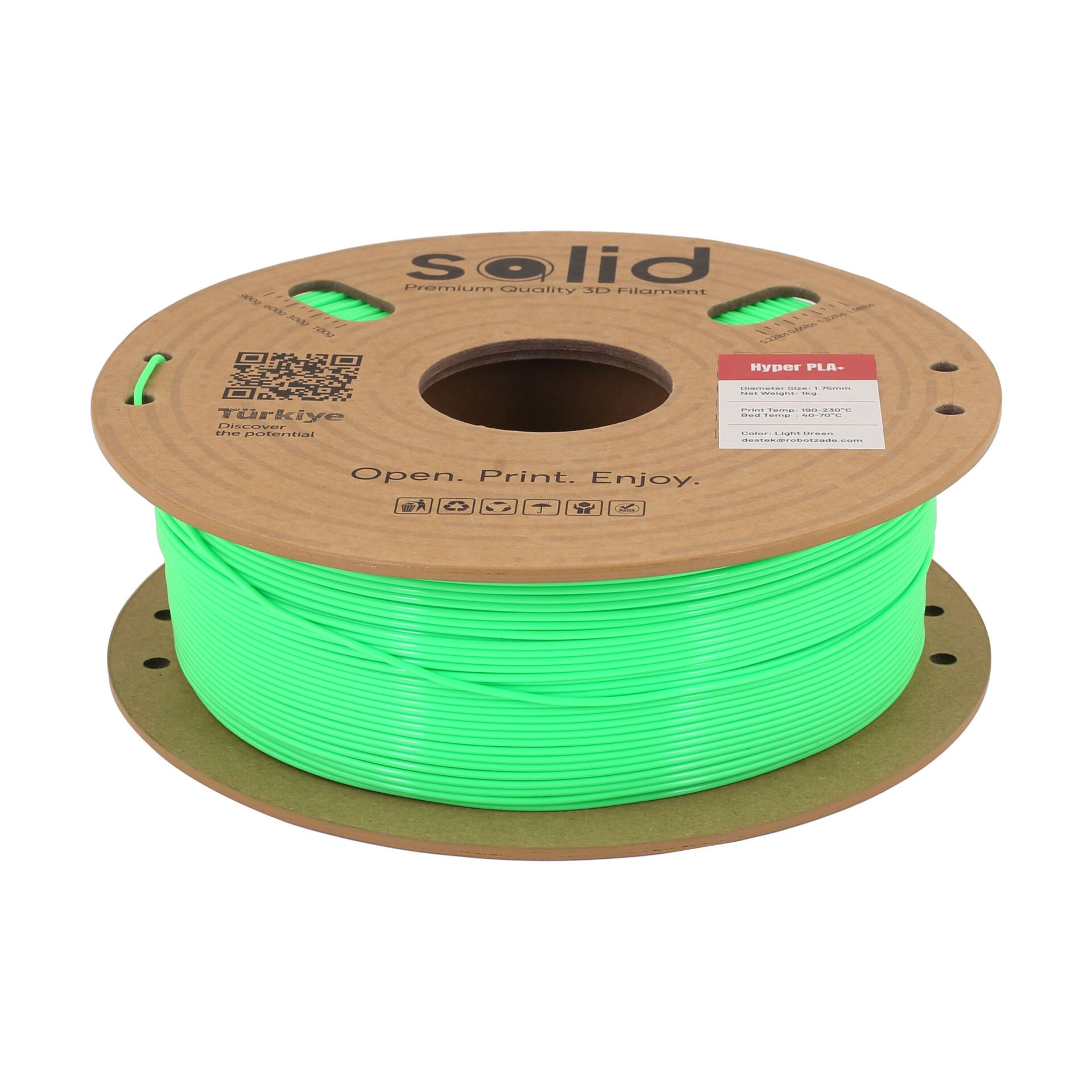 Solid Hyper PLA+ Açık Yeşil Filament 1.75mm - 1Kg