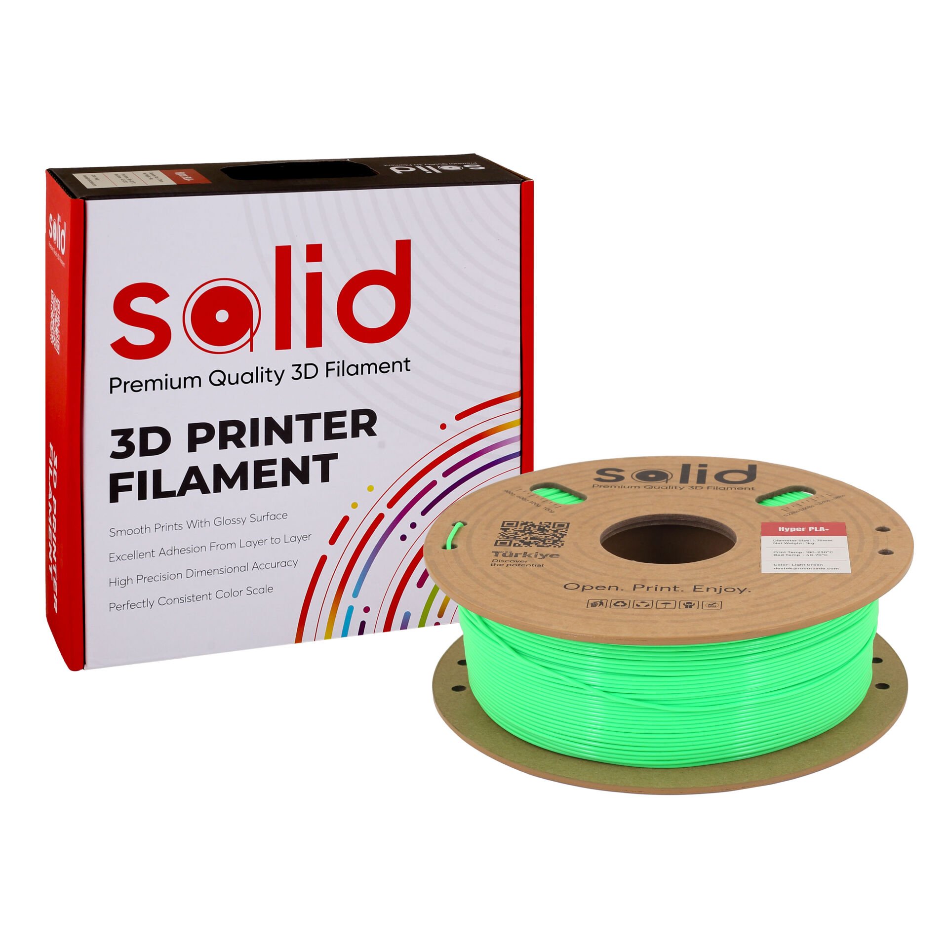 Solid Hyper PLA+ Açık Yeşil Filament 1.75mm - 1Kg