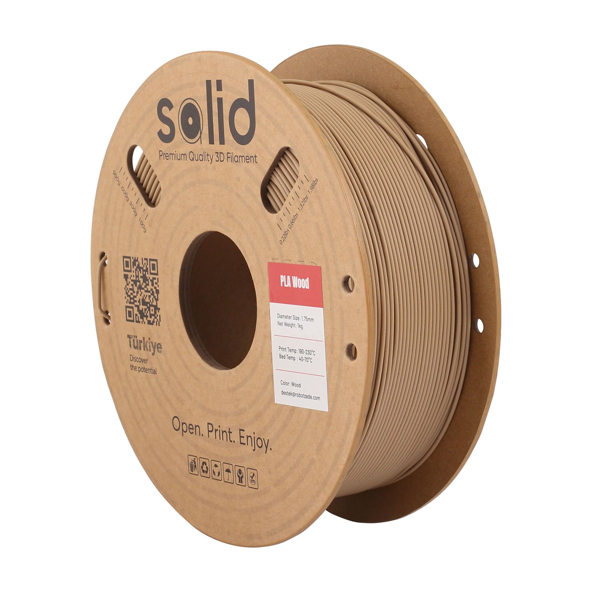 Solid PLA Ahşap Wood Filament 1.75mm - 1Kg