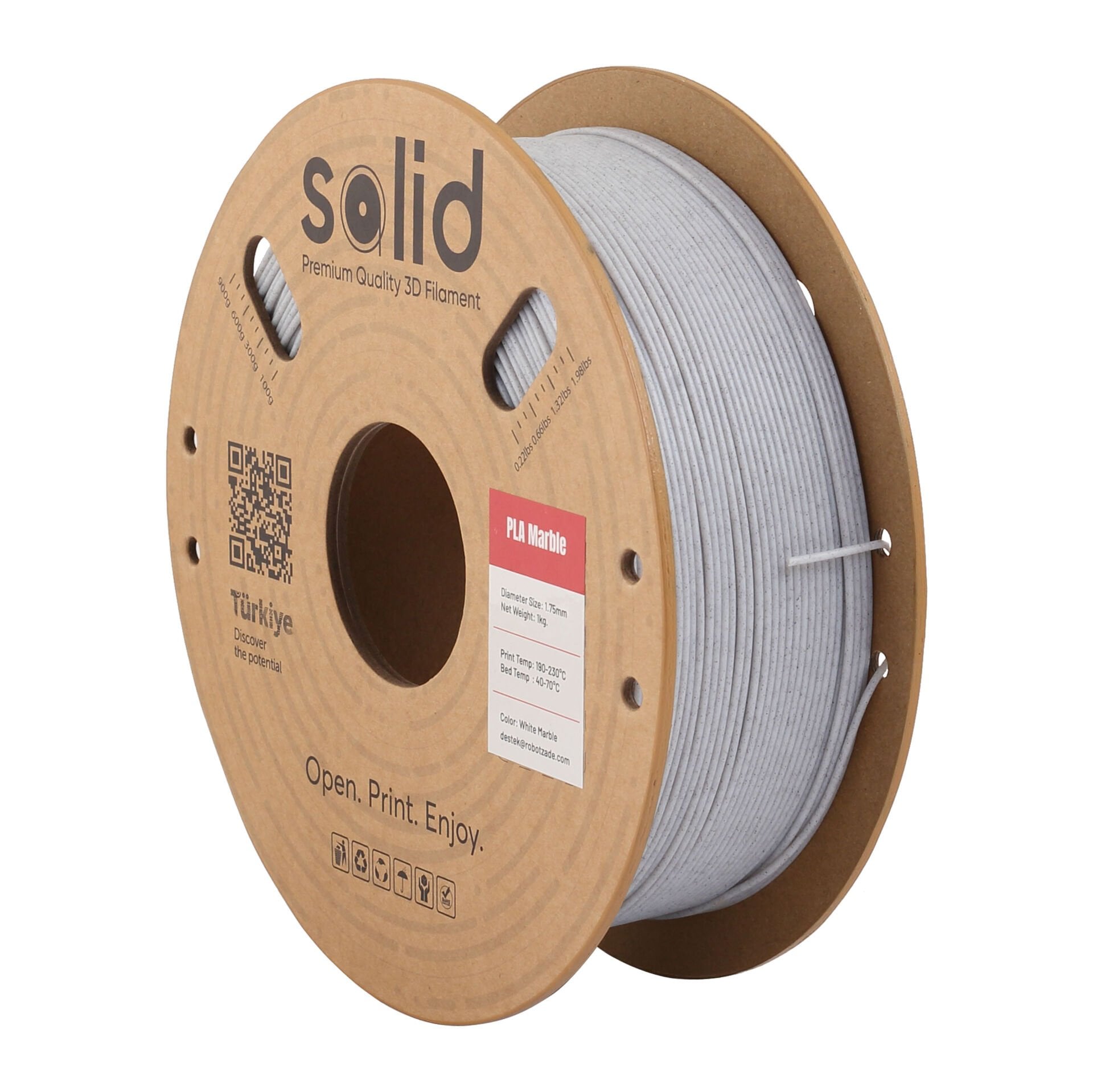 Solid PLA Mermer Marble Filament 1.75mm - 1Kg