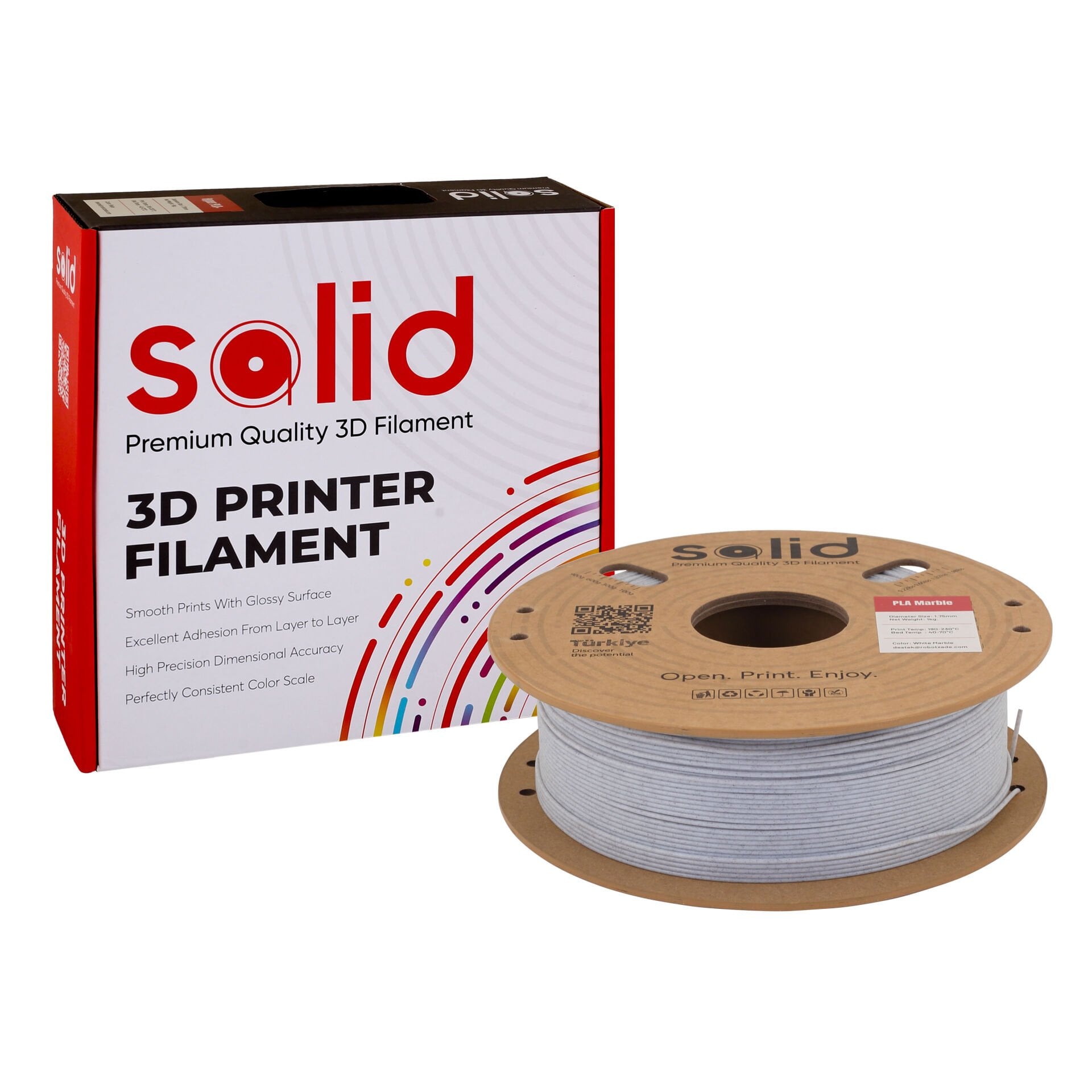 Solid PLA Mermer Marble Filament 1.75mm - 1Kg