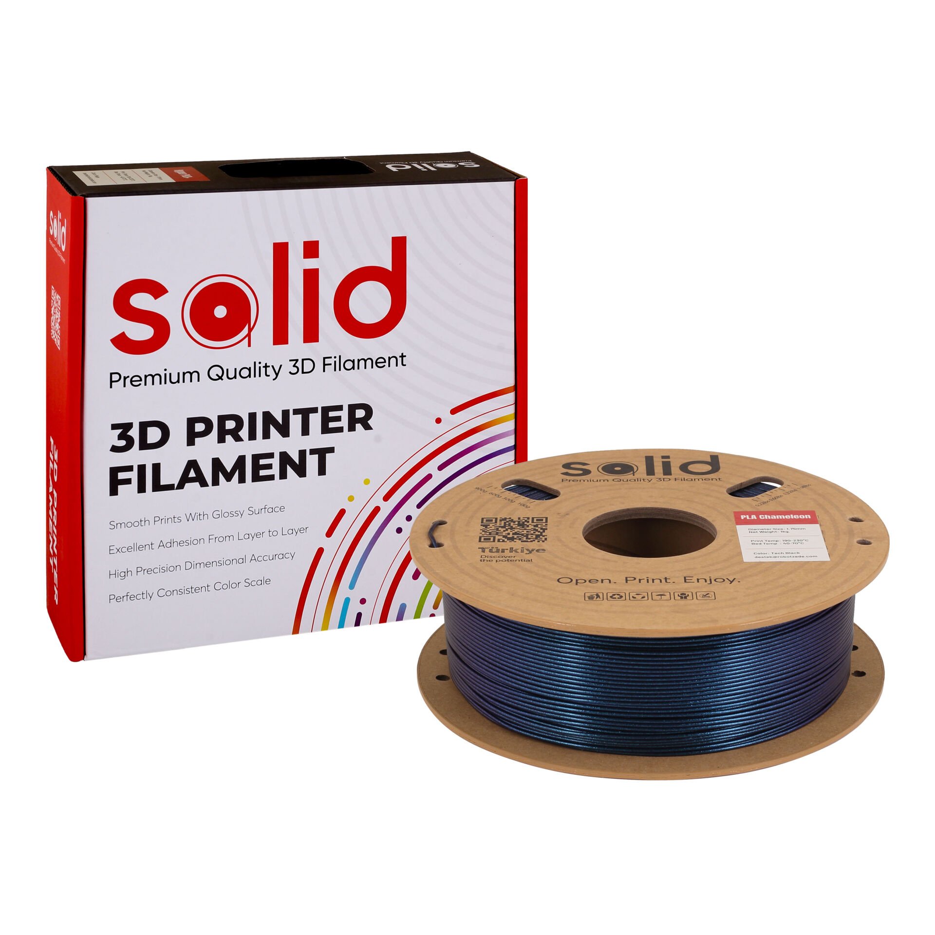 Solid PLA-Chameleon Filament Tech Black 1.75mm 1Kg