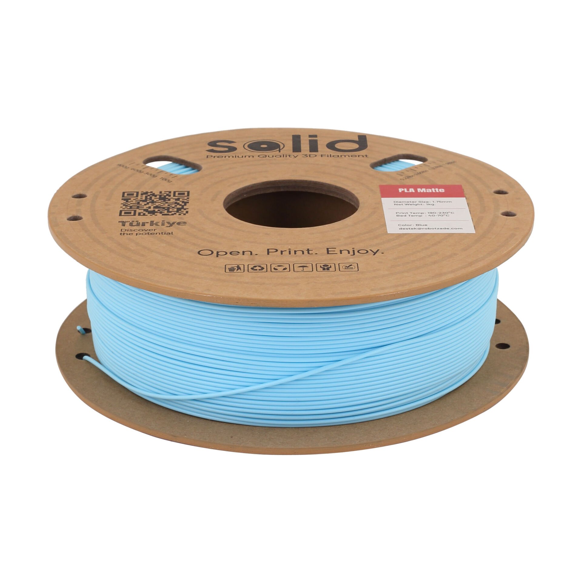 Solid PLA Matte Mavi Filament 1.75mm - 1Kg