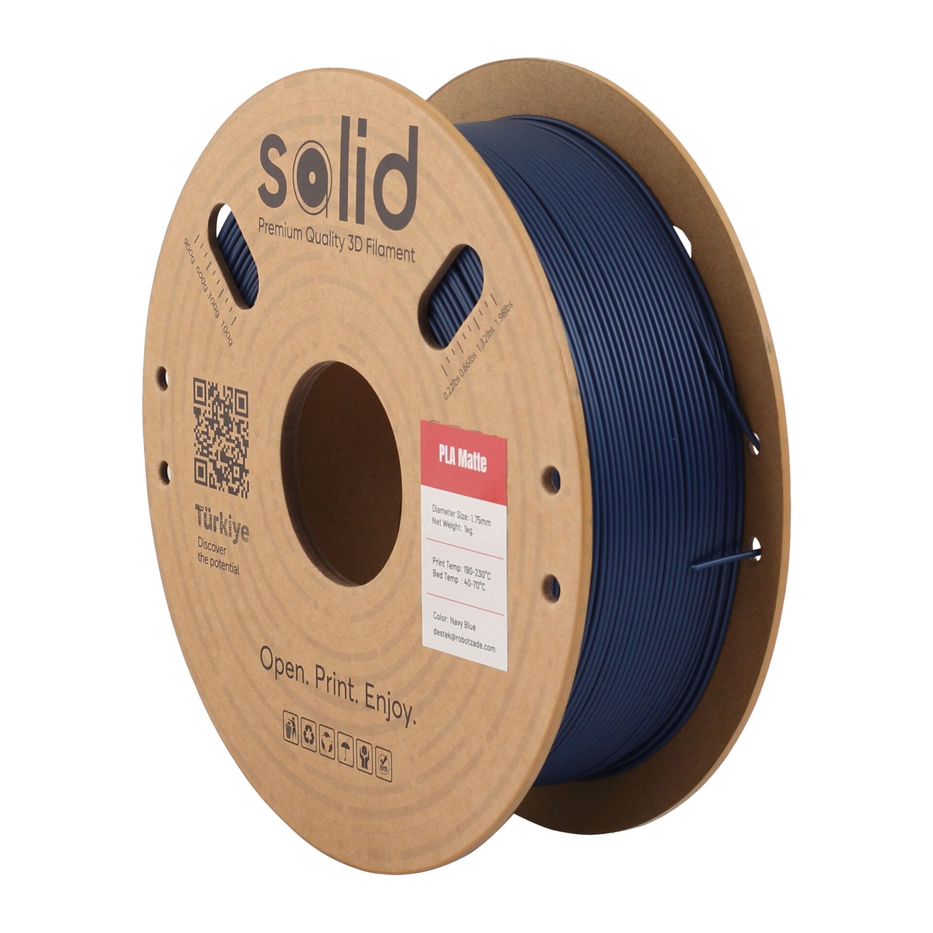 Solid PLA Matte Lacivert Filament 1.75mm - 1Kg