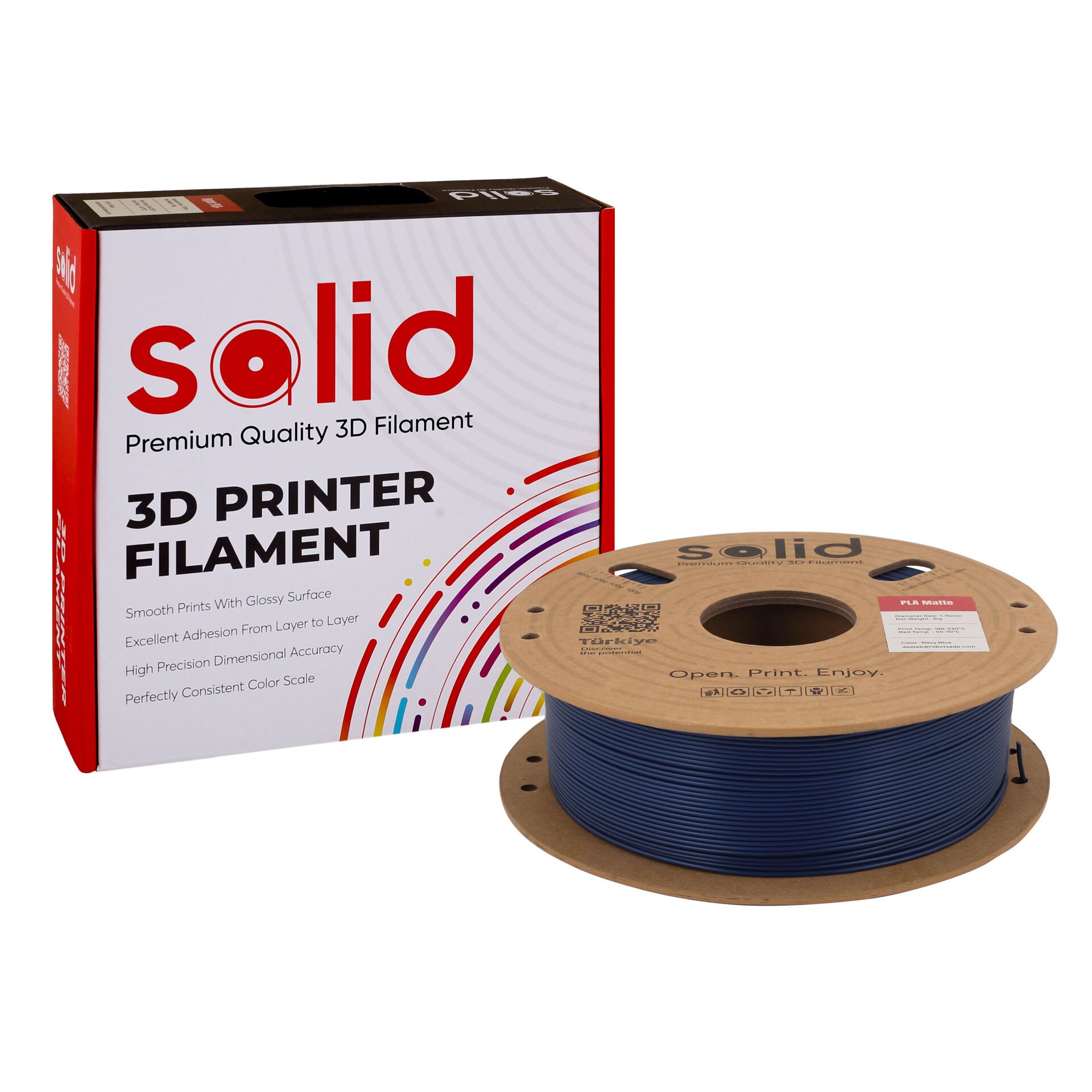 Solid PLA Matte Lacivert Filament 1.75mm - 1Kg