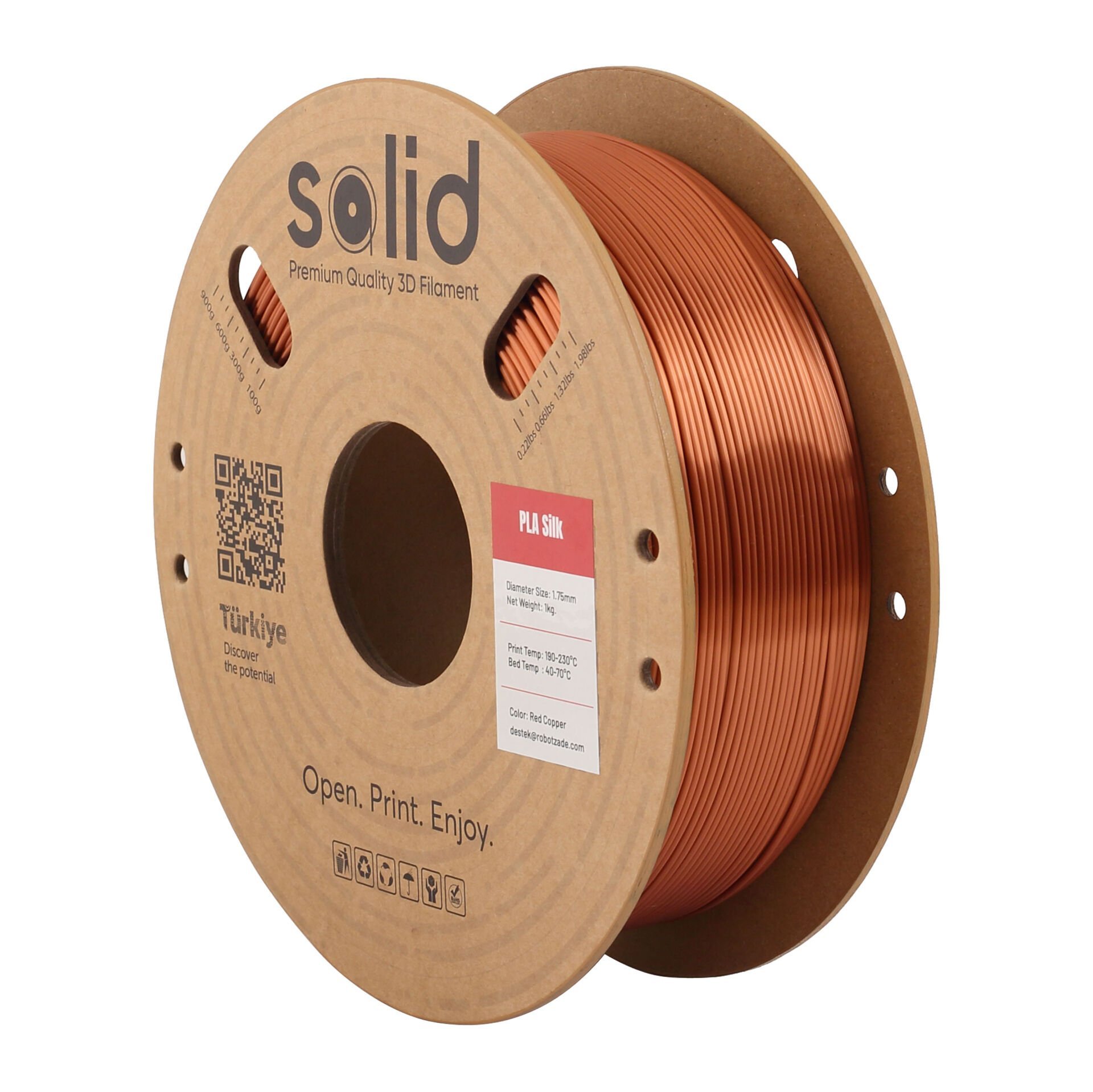 Solid Bakır Silk PLA Filament 1.75mm - 1Kg
