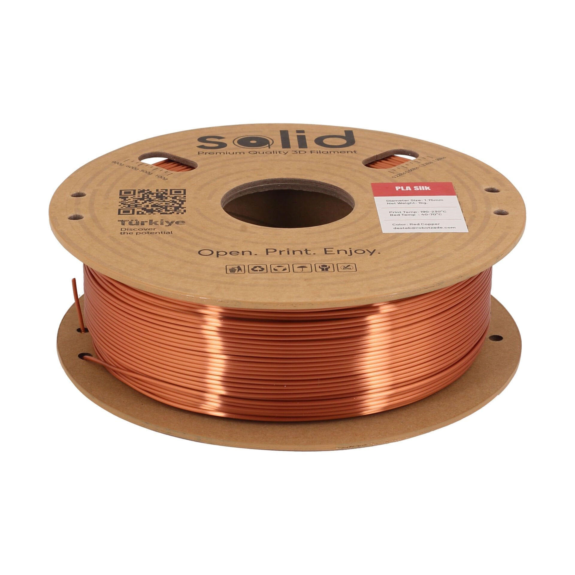 Solid Bakır Silk PLA Filament 1.75mm - 1Kg