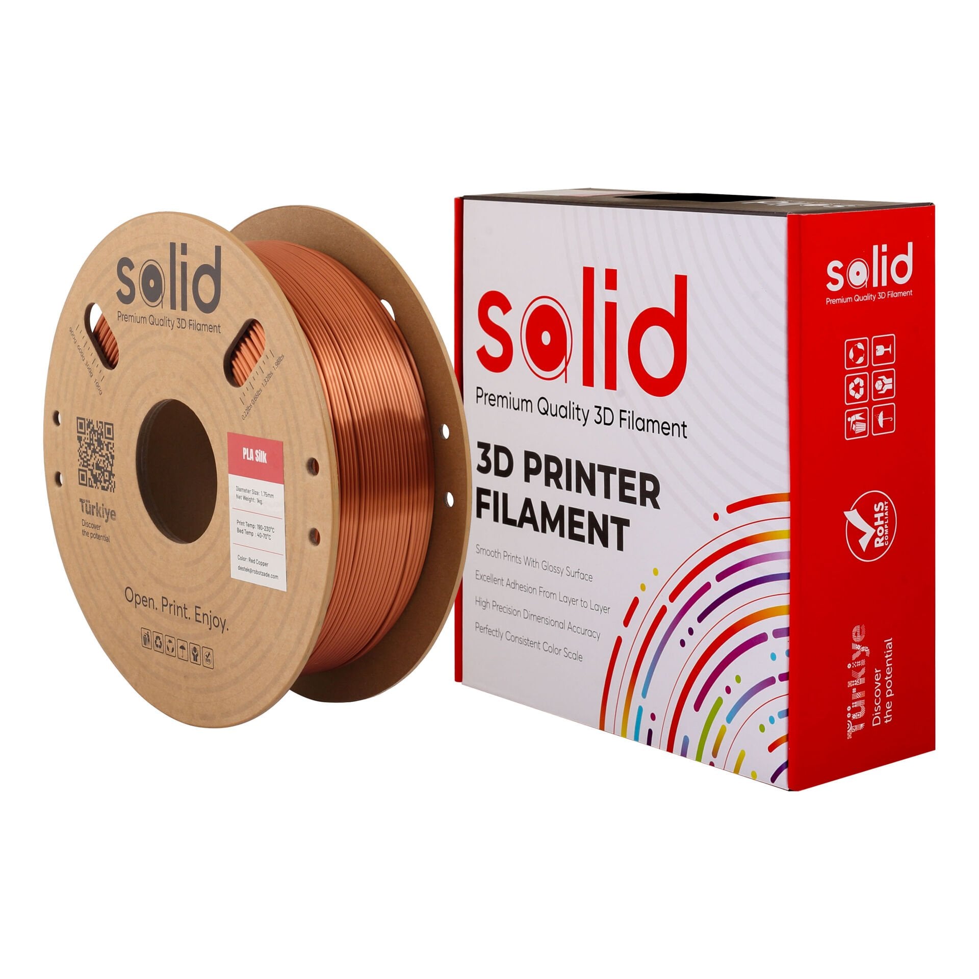 Solid Bakır Silk PLA Filament 1.75mm - 1Kg