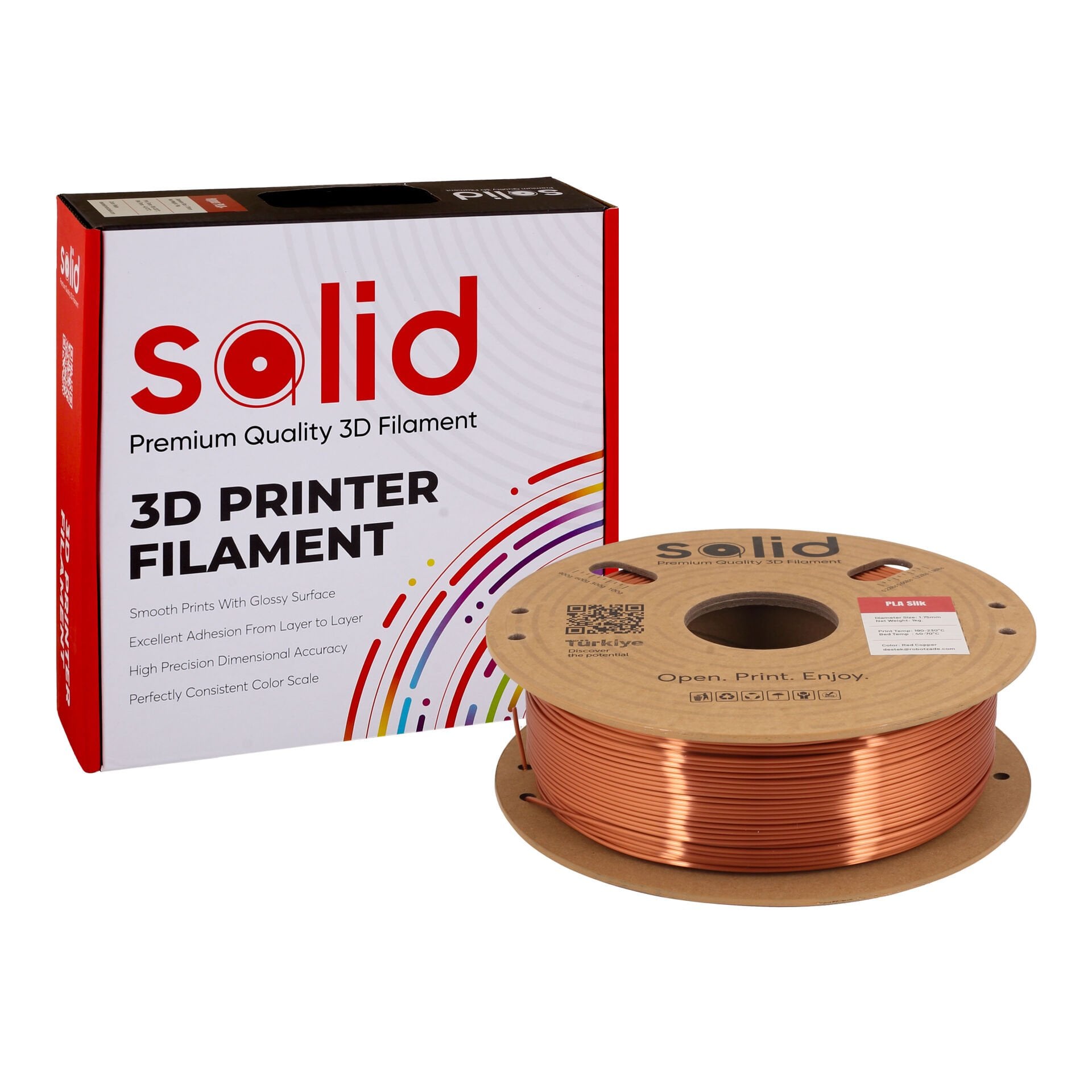 Solid Bakır Silk PLA Filament 1.75mm - 1Kg