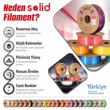 Solid Sarı Silk PLA Filament 1.75mm - 1Kg