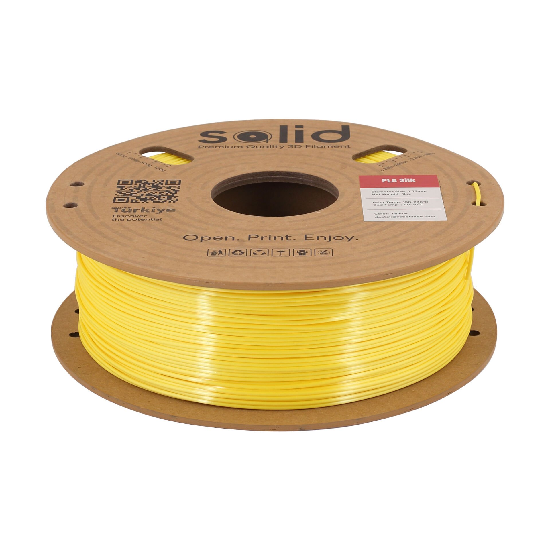 Solid Sarı Silk PLA Filament 1.75mm - 1Kg