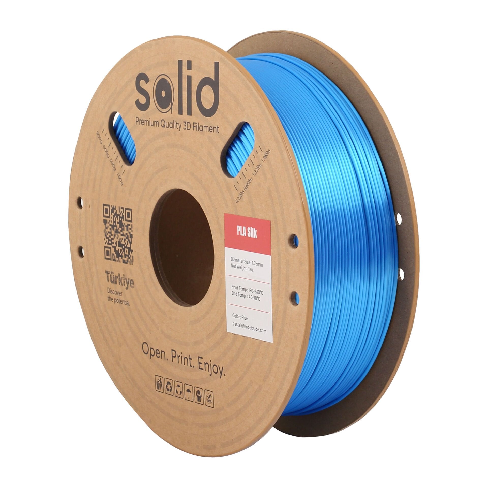 Solid Mavi Silk PLA Filament 1.75mm - 1Kg