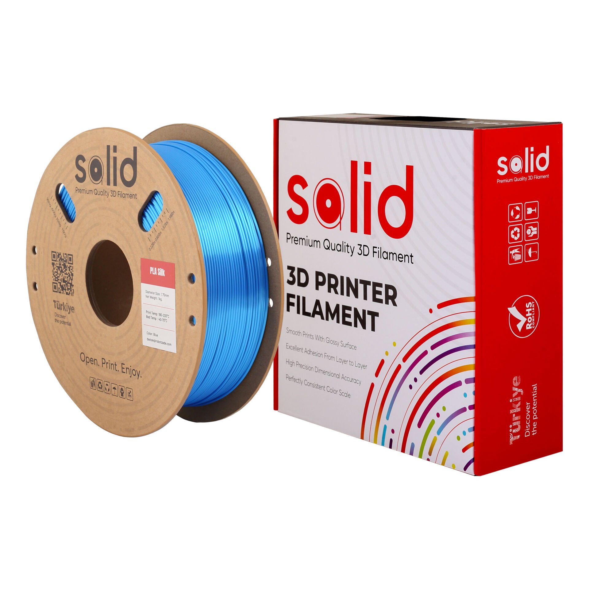 Solid Mavi Silk PLA Filament 1.75mm - 1Kg