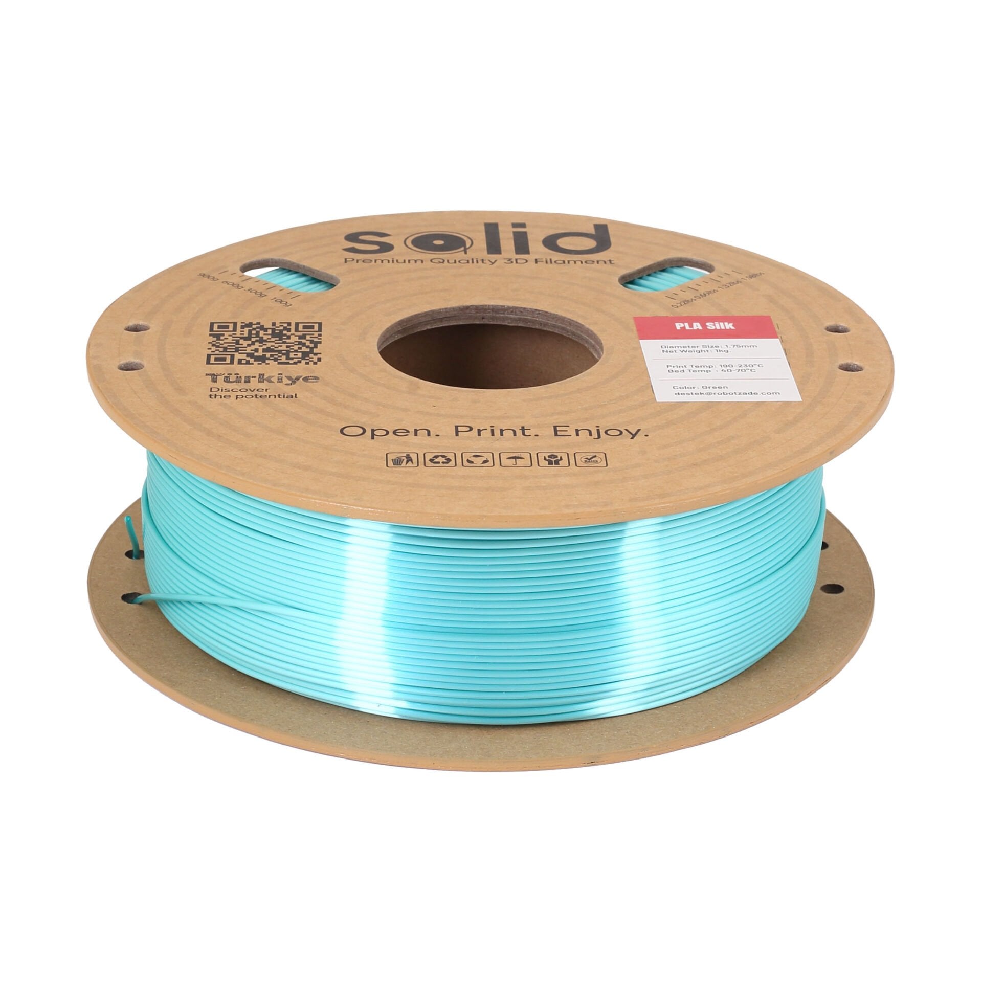 Solid Yeşil Silk PLA Filament 1.75mm - 1Kg