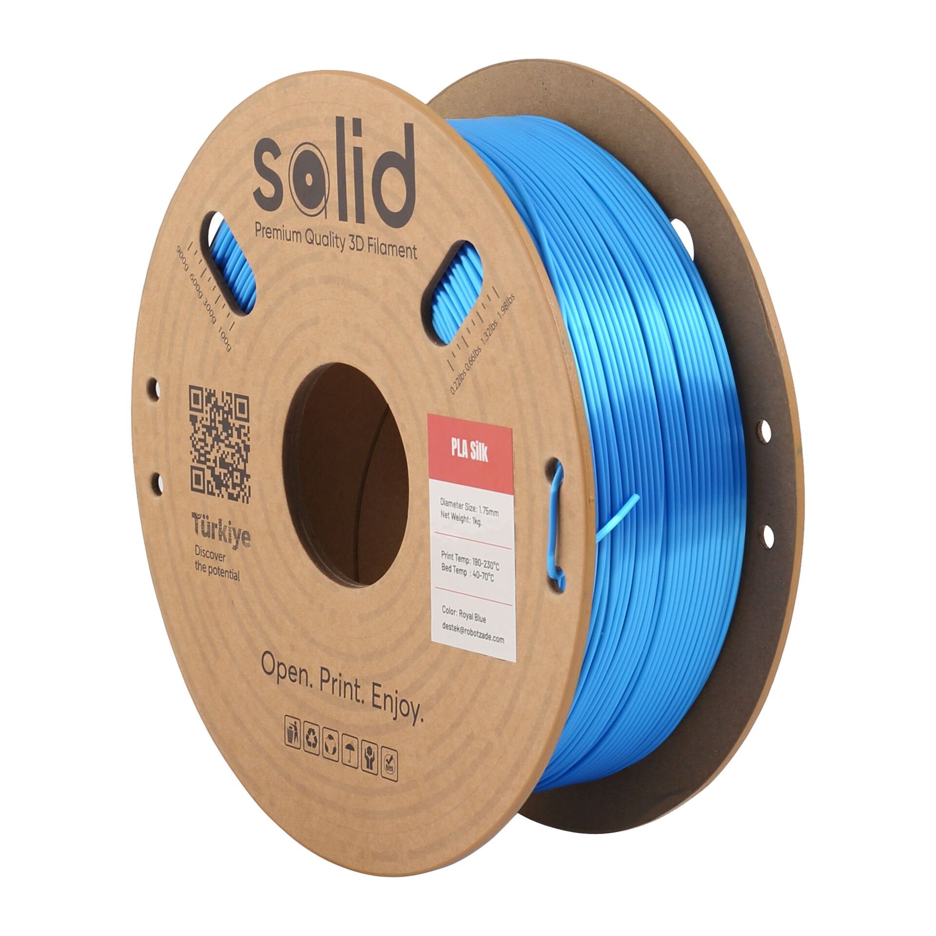 Solid Royal Mavi Silk PLA Filament 1.75mm - 1Kg
