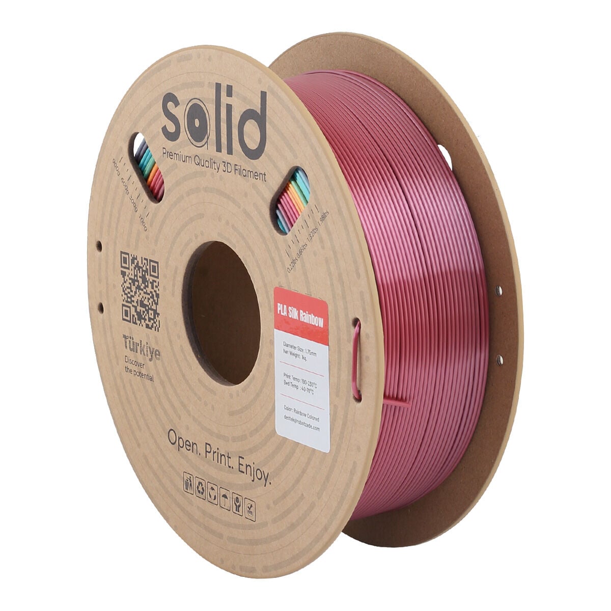 Solid Silk Rainbow PLA Filament 1.75mm - 1Kg