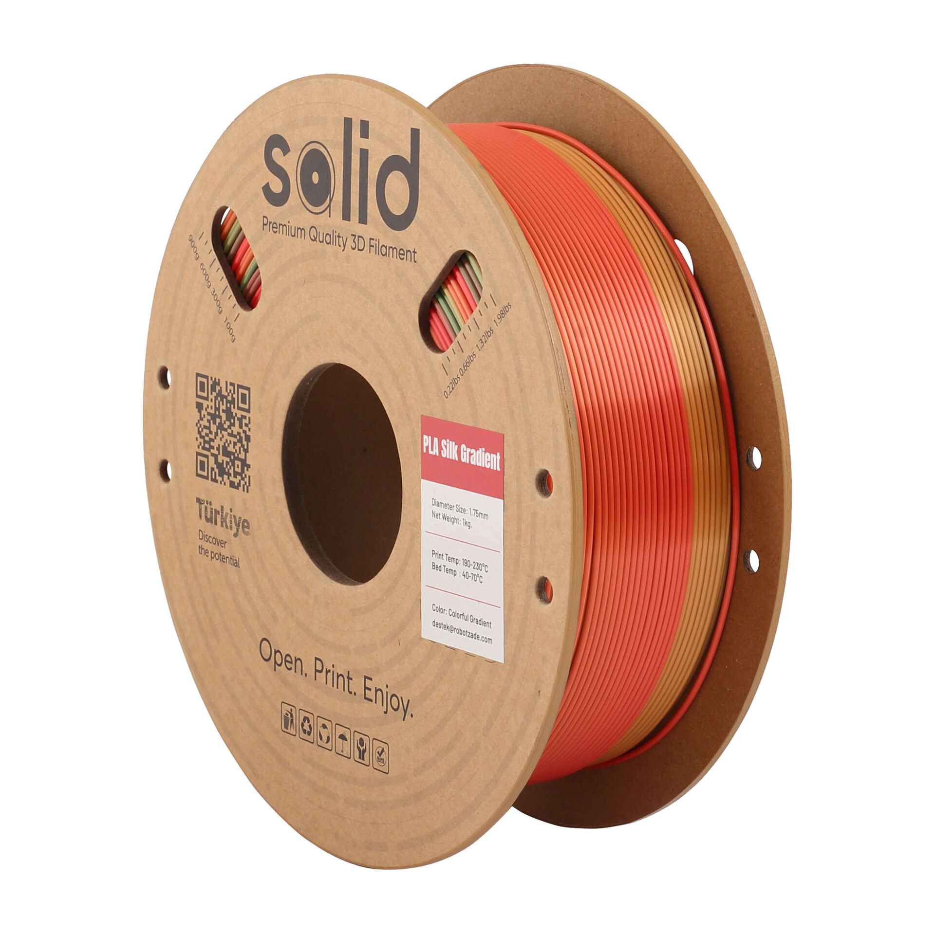 Solid Silk PLA Çok Renkli Filament 1.75mm - 1Kg