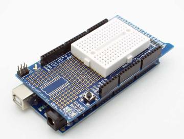 Arduino Mega 2560 R3 Proto Shield + Mini Breadboard