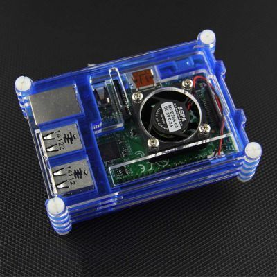 Raspberry Pi B+/2/3 Mavi + Şeffaf Pleksi Fan Uyumlu Kutu