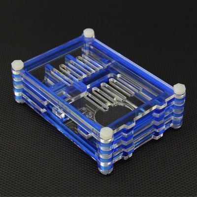 Raspberry Pi B+/2/3 Mavi + Şeffaf Pleksi Fan Uyumlu Kutu