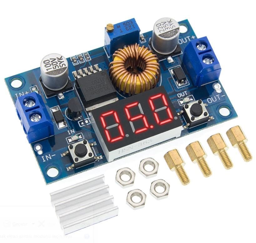 XL4015 5A 75W Ayarlanabilir DC/DC Göstergeli Voltaj Düşürücü