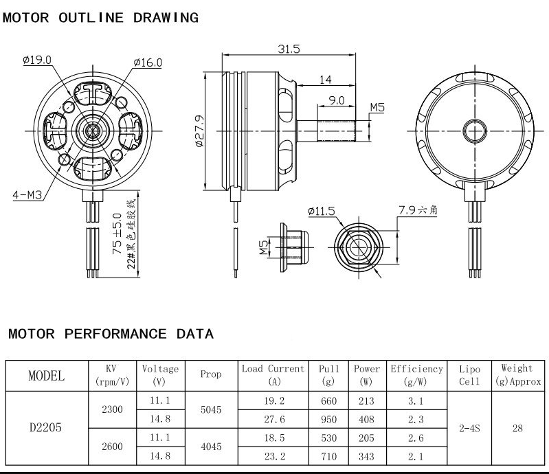 BR2205 2300KV Fırçasız Drone Motoru - CCW