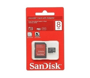 SanDisk 8GB microSDHC Hafıza Kartı Class4 - Kart Adaptörlü