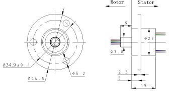 6 Kanallı Döner Kablo Mafsalı, Flanşlı SRC-22-0605A