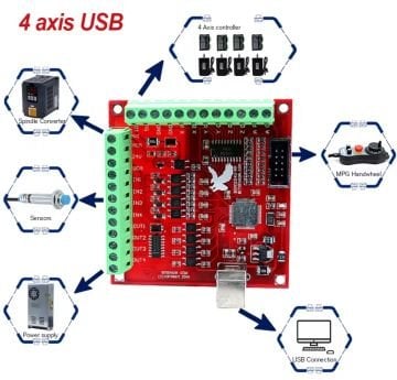 4 Eksen Cnc Kontrol Kartı Mach3 Usb Uyumlu