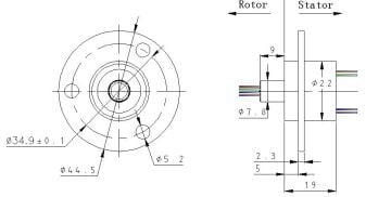 8 Kanallı Döner Kablo Mafsalı, Flanşlı SRC-22-0805A