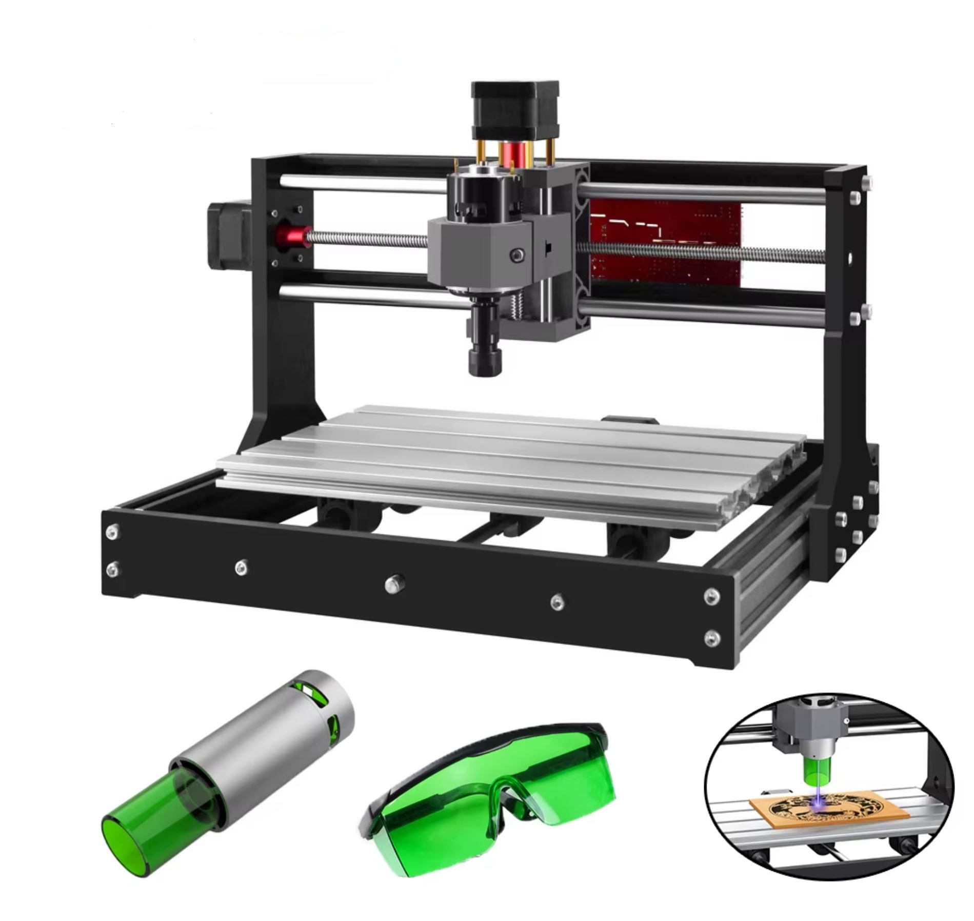 Masaüstü CNC Makinesi 15000mW Lazerli CNC3018 Pro