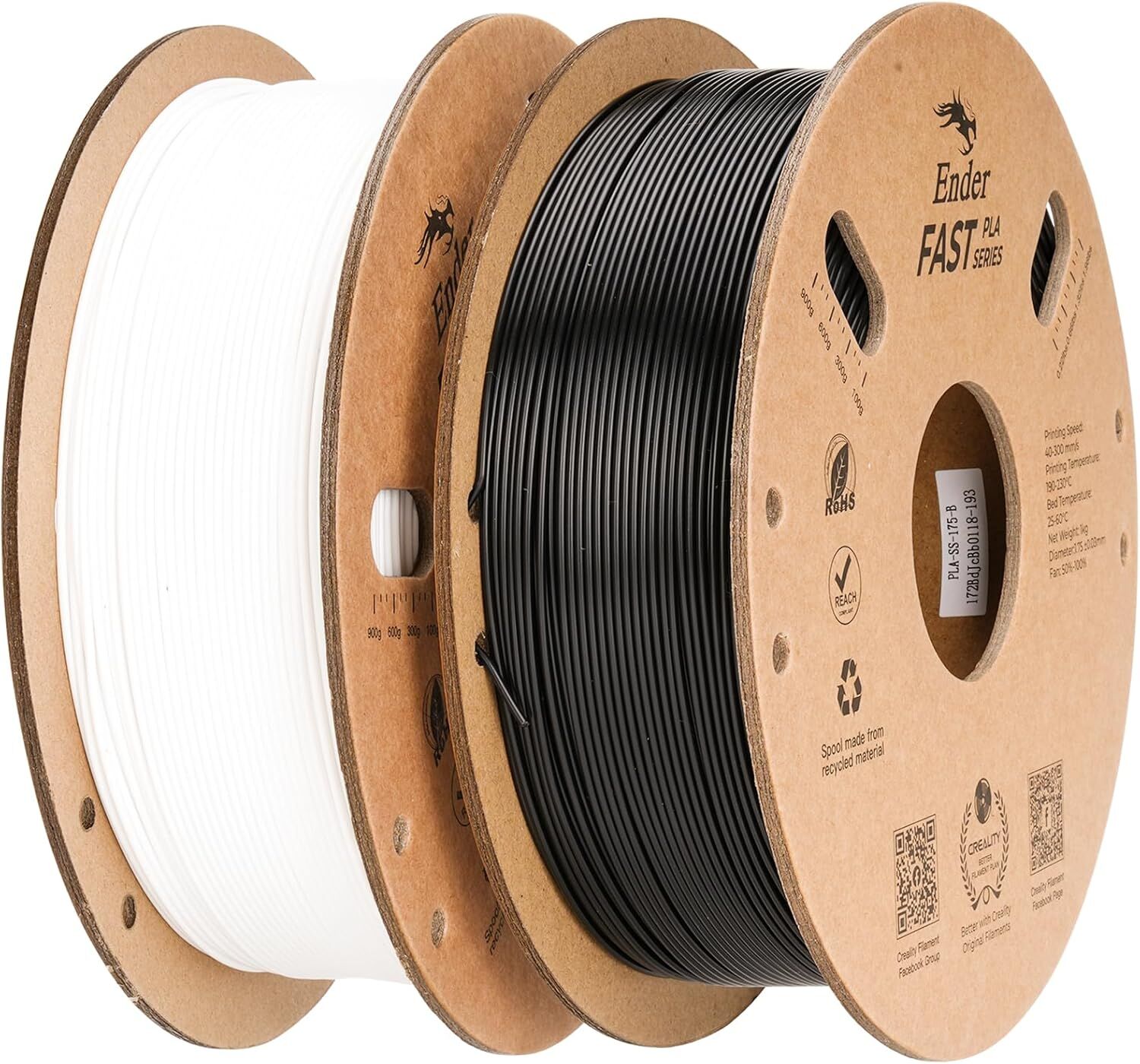 2'li Creality Ender Fast PLA Filament Siyah - Beyaz 1.75mm 2kg