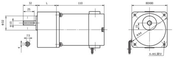 220V 17 Rpm 80mm Redüktörlü AC Motor YN80-25