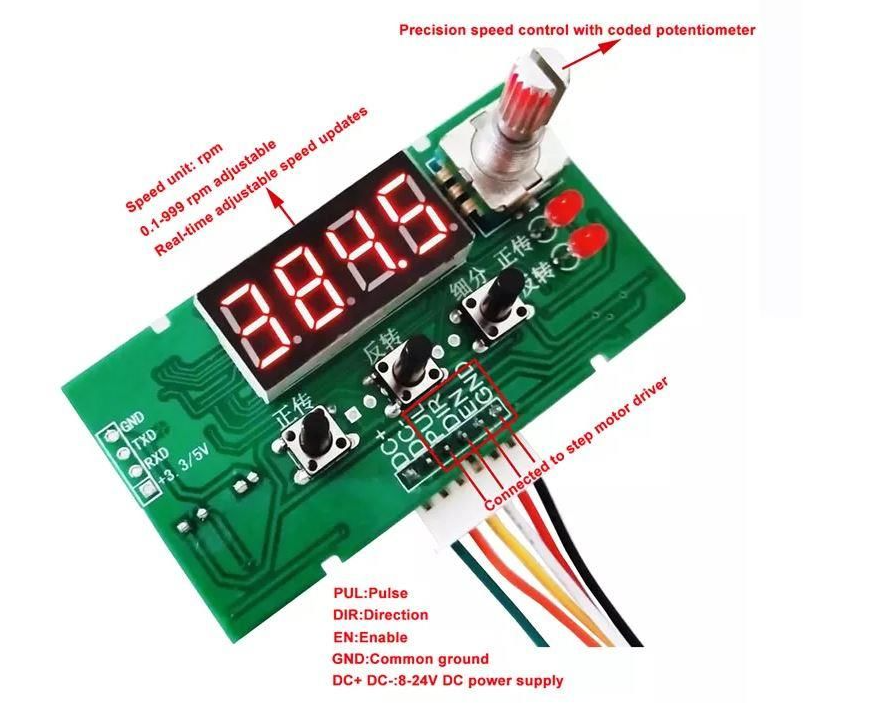 YF-18 Dijital Göstergeli Step Motor Hız Kontrol Cihazı 8-24V DC