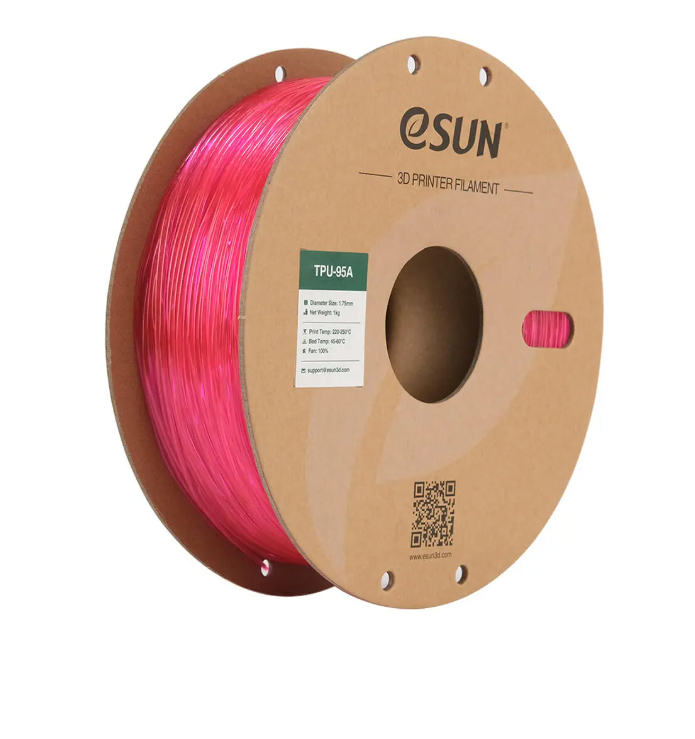 eSUN Transparan Pembe eTPU-95A Filament 1.75mm 1 KG