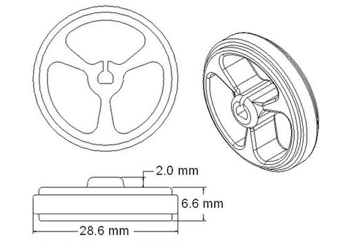 32x7mm Pololu Tekerlek Çifti - Siyah