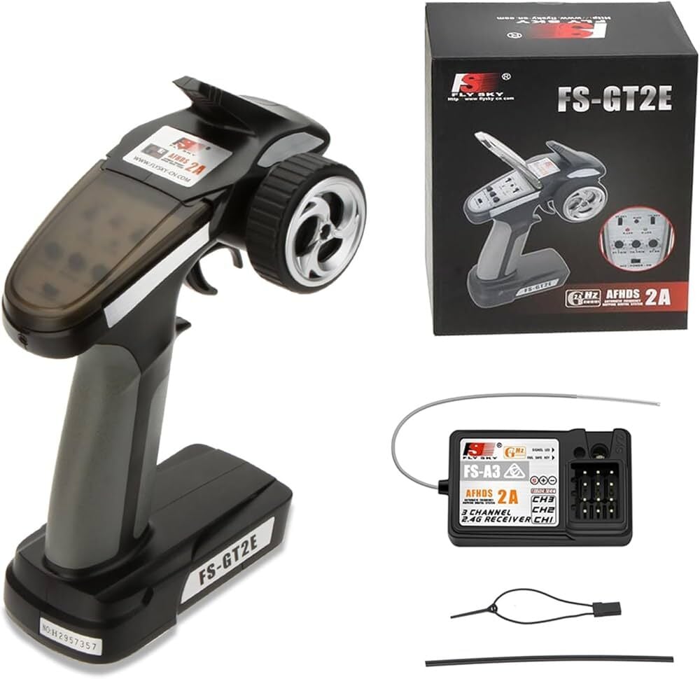 Flysky FS-GT2E 2.4GHz Kumanda + FS-A3 3 Kanal Alıcı – RC Araba ve Tekne Kumandası