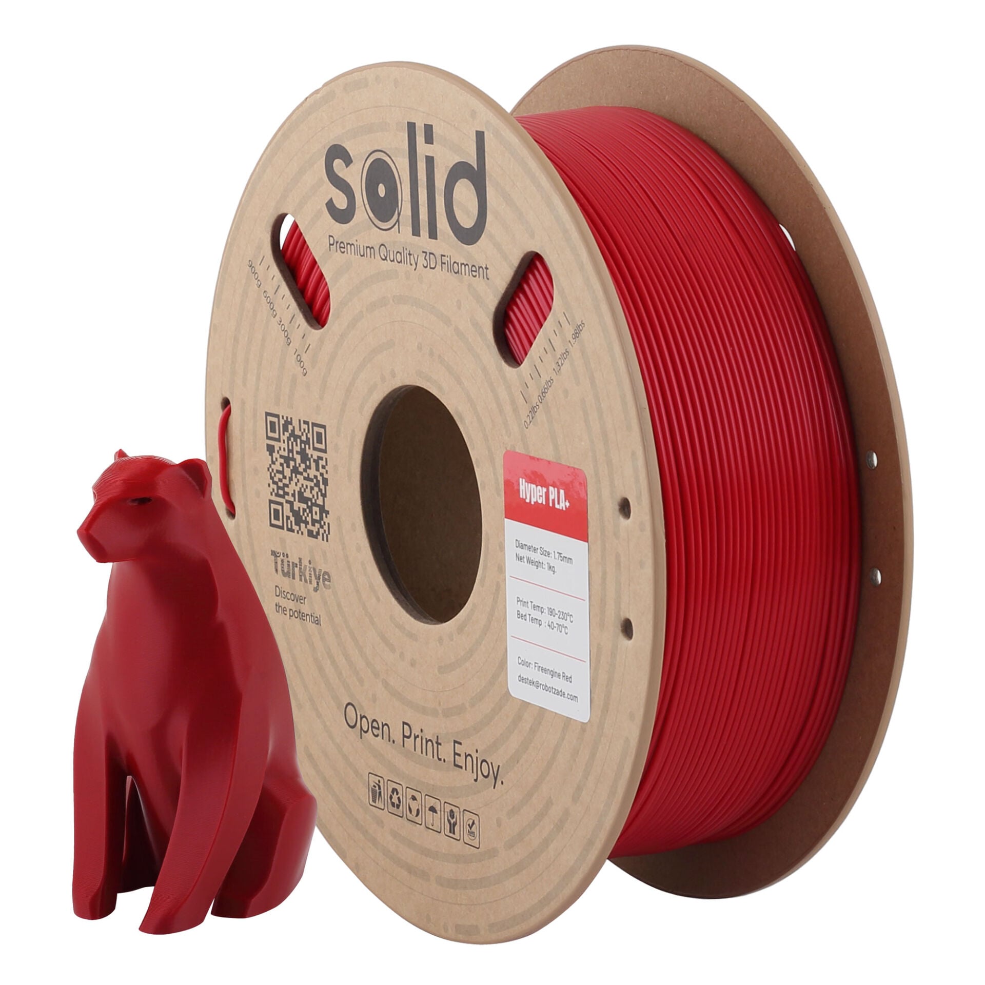 Solid Hyper PLA+ İtfaiye Kırmızısı Filament 1.75mm - 1Kg