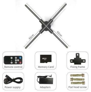 3D Hologram Fan 65 Cm - SD Kartlı App Kontrollü